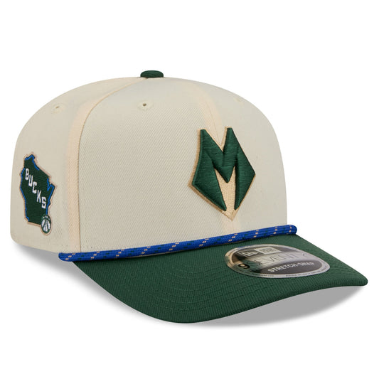 Men's Milwaukee Bucks New Era Cream/Hunter Green 2025/26 City Edition 9SEVENTY Adjustable Hat