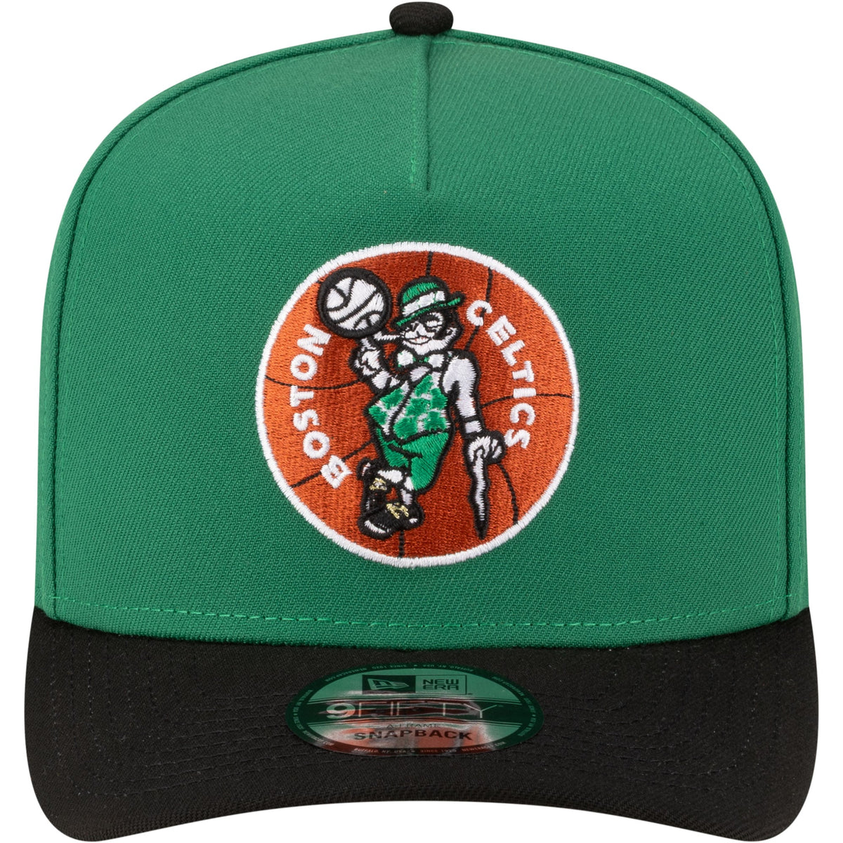 Men's Boston Celtics  New Era Kelly Green/Black 80s Throwback A-Frame 9FIFTY Snapback Hat