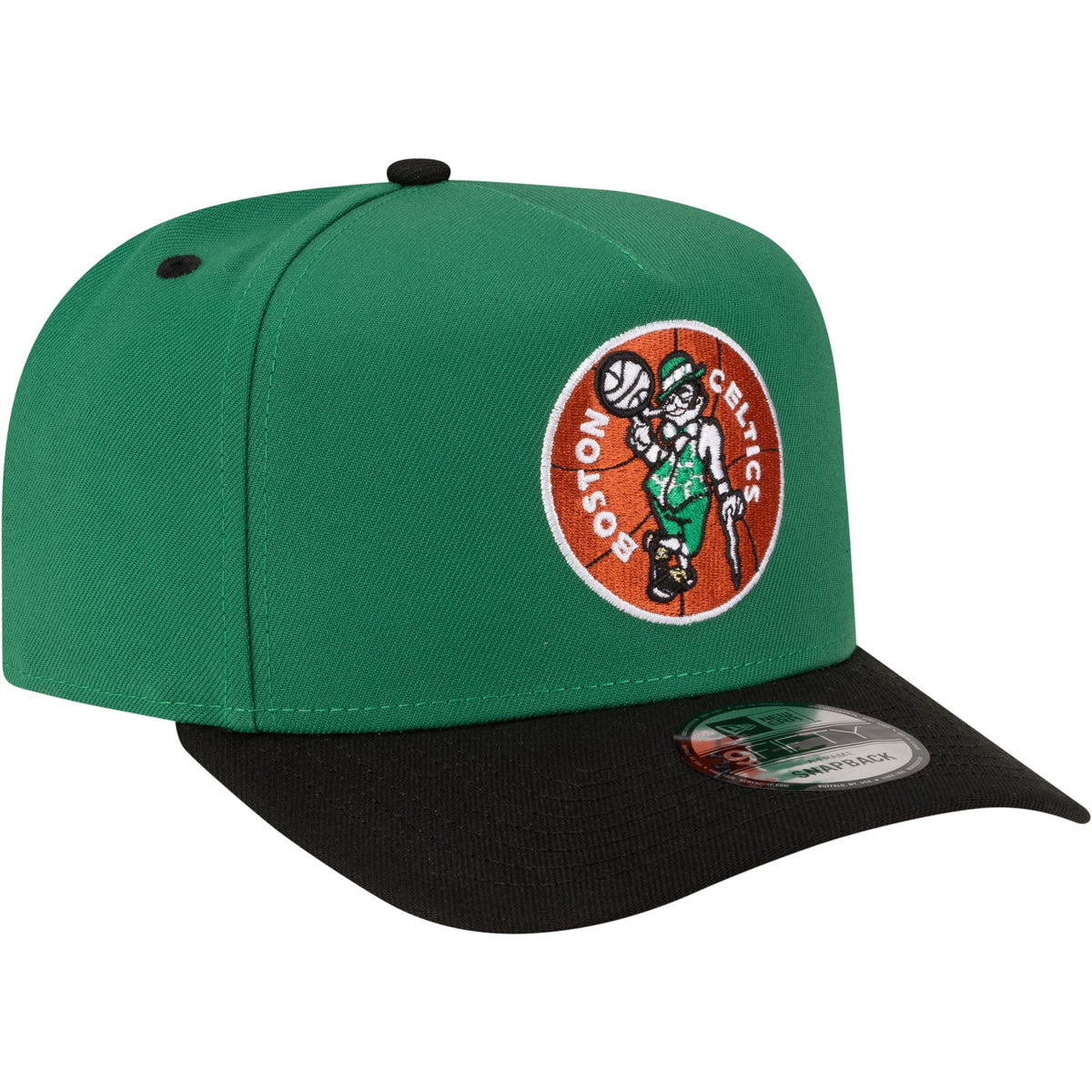 Men's Boston Celtics  New Era Kelly Green/Black 80s Throwback A-Frame 9FIFTY Snapback Hat