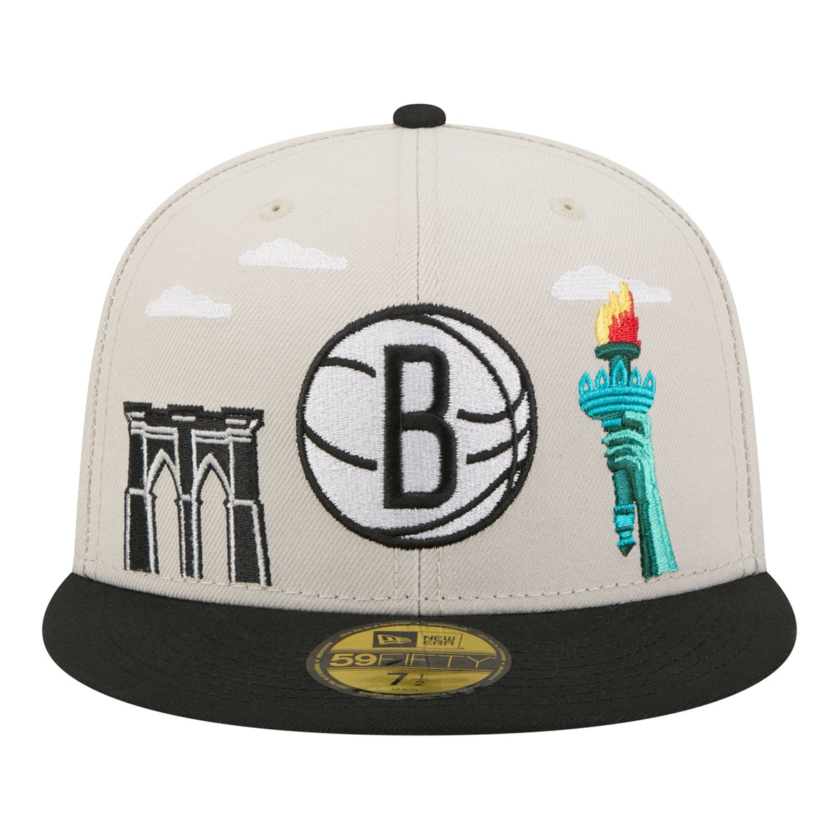 Men's Brooklyn Nets  New Era Tan/Black Localized City Icon 59FIFTY Fitted Hat