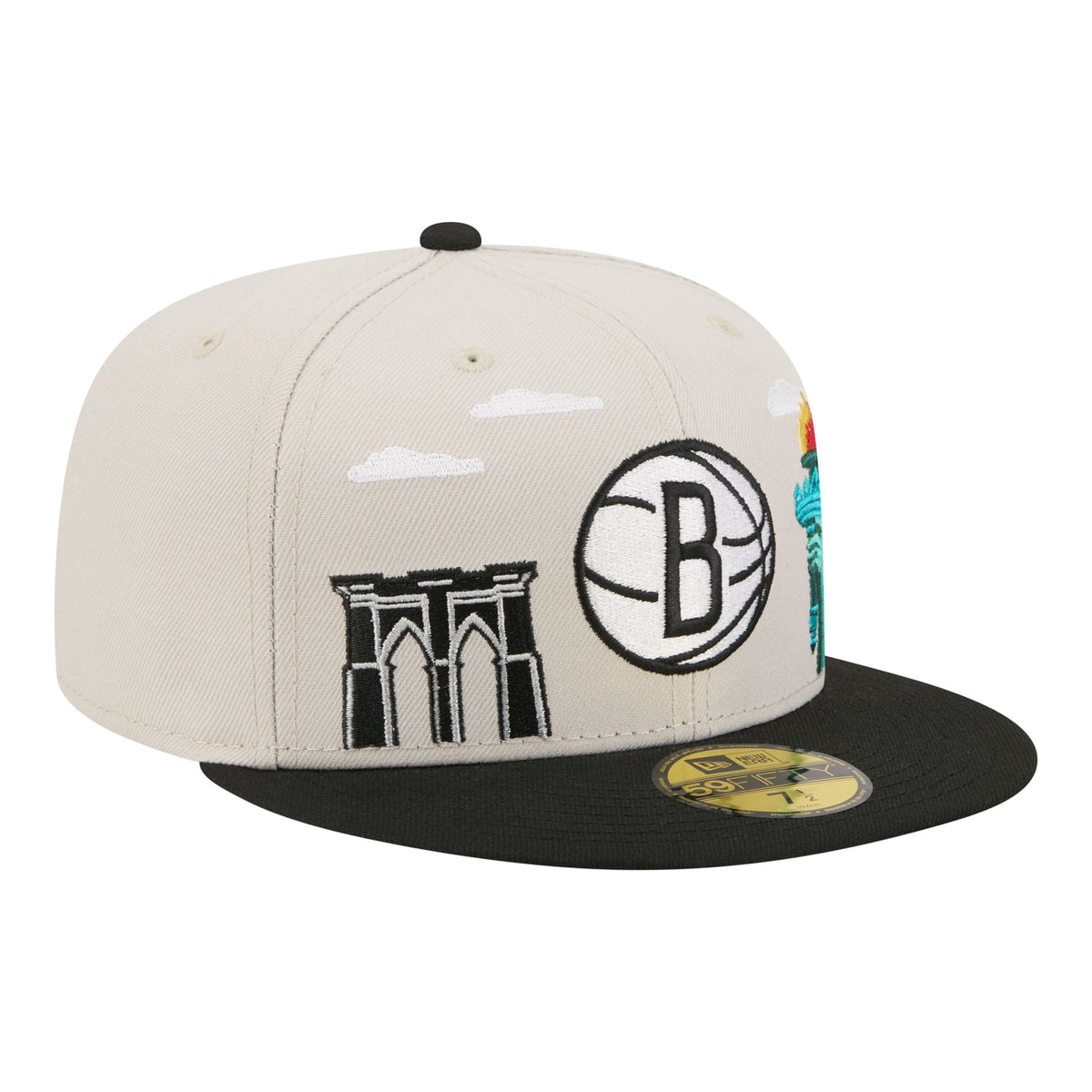 Men's Brooklyn Nets  New Era Tan/Black Localized City Icon 59FIFTY Fitted Hat