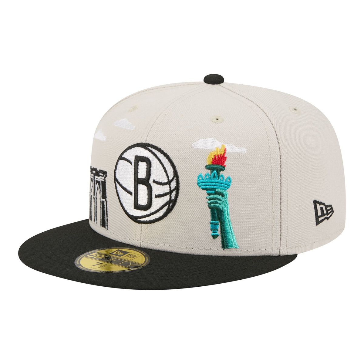 Men's Brooklyn Nets  New Era Tan/Black Localized City Icon 59FIFTY Fitted Hat