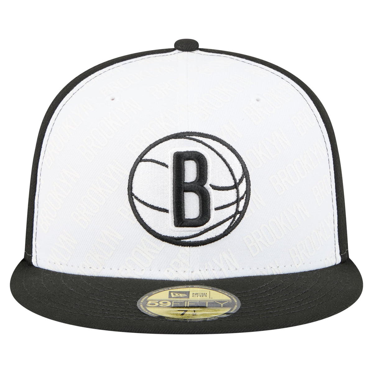 Men's Brooklyn Nets  New Era White/Black Repeat 59Fifty Fitted Hat