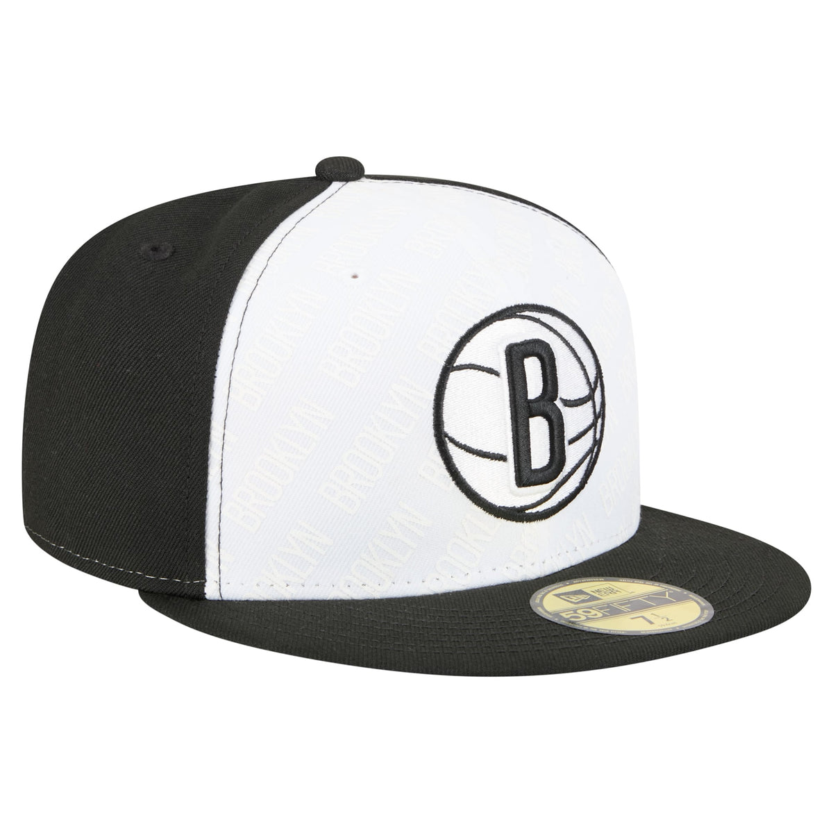 Men's Brooklyn Nets  New Era White/Black Repeat 59Fifty Fitted Hat
