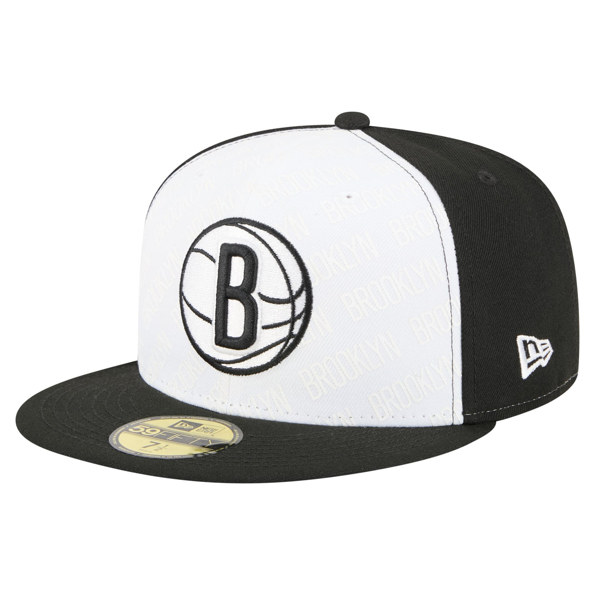 Men's Brooklyn Nets  New Era White/Black Repeat 59Fifty Fitted Hat