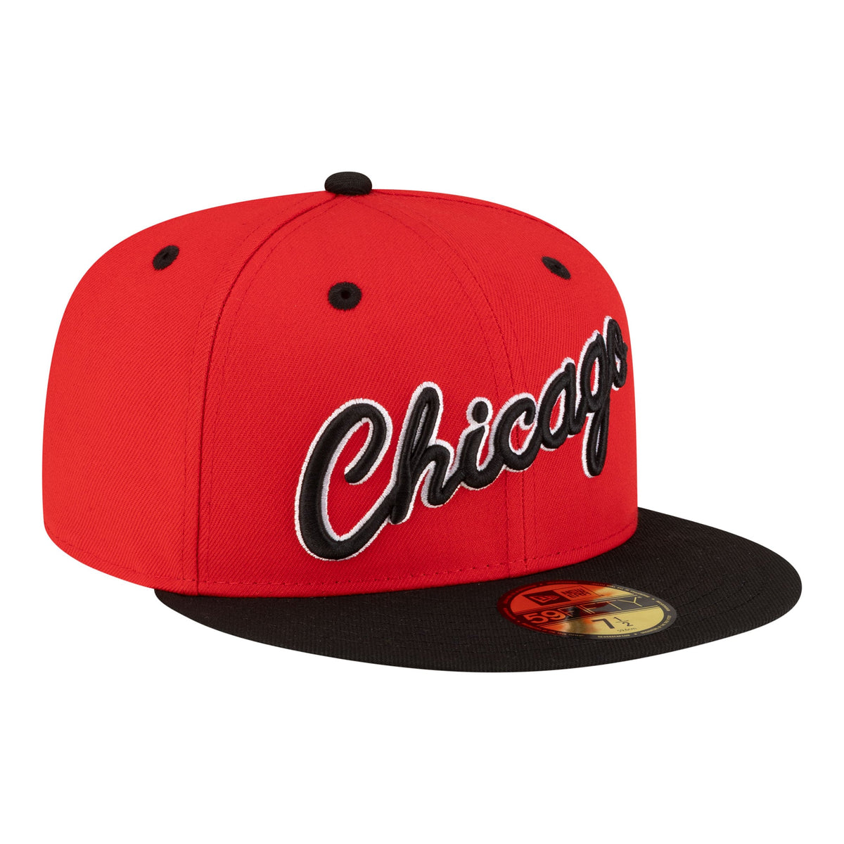 Men's Chicago Bulls  New Era Red/Black 80s Throwback 59FIFTY Fitted Hat