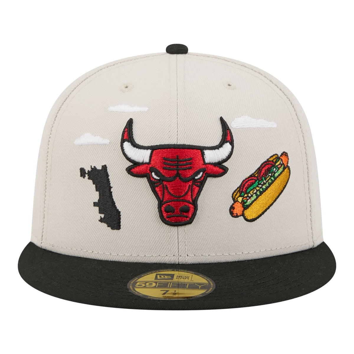 Men's Chicago Bulls  New Era Tan/Black Localized City Icon 59FIFTY Fitted Hat