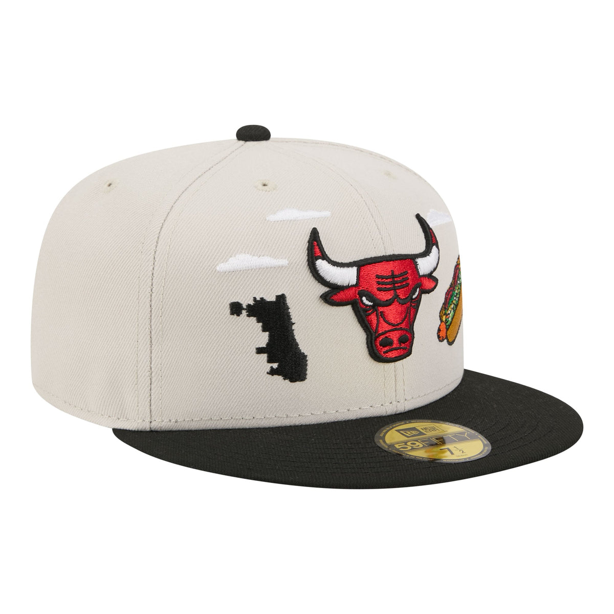 Men's Chicago Bulls  New Era Tan/Black Localized City Icon 59FIFTY Fitted Hat