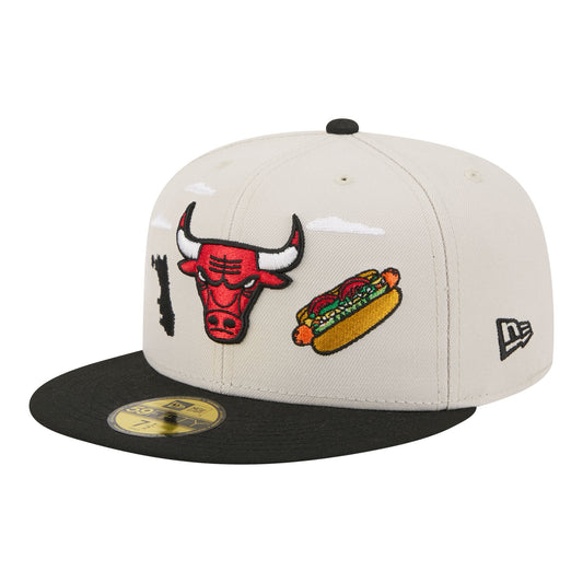 Men's Chicago Bulls  New Era Tan/Black Localized City Icon 59FIFTY Fitted Hat
