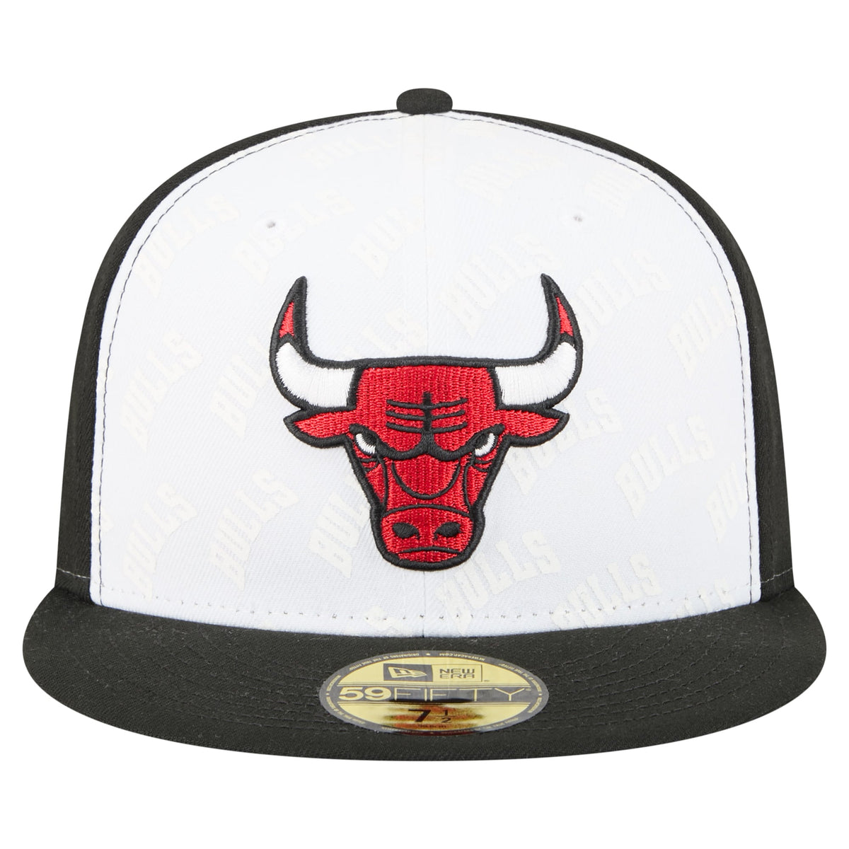 Men's Chicago Bulls  New Era White/Black Repeat 59Fifty Fitted Hat