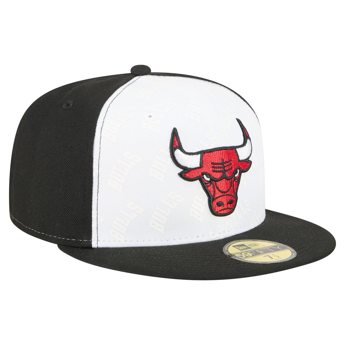 Men's Chicago Bulls  New Era White/Black Repeat 59Fifty Fitted Hat
