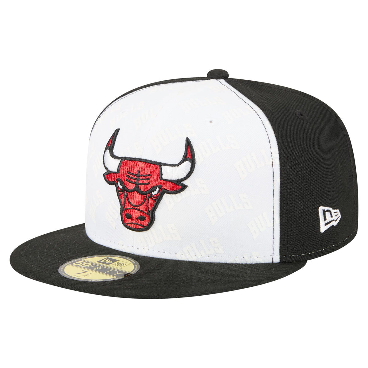 Men's Chicago Bulls  New Era White/Black Repeat 59Fifty Fitted Hat