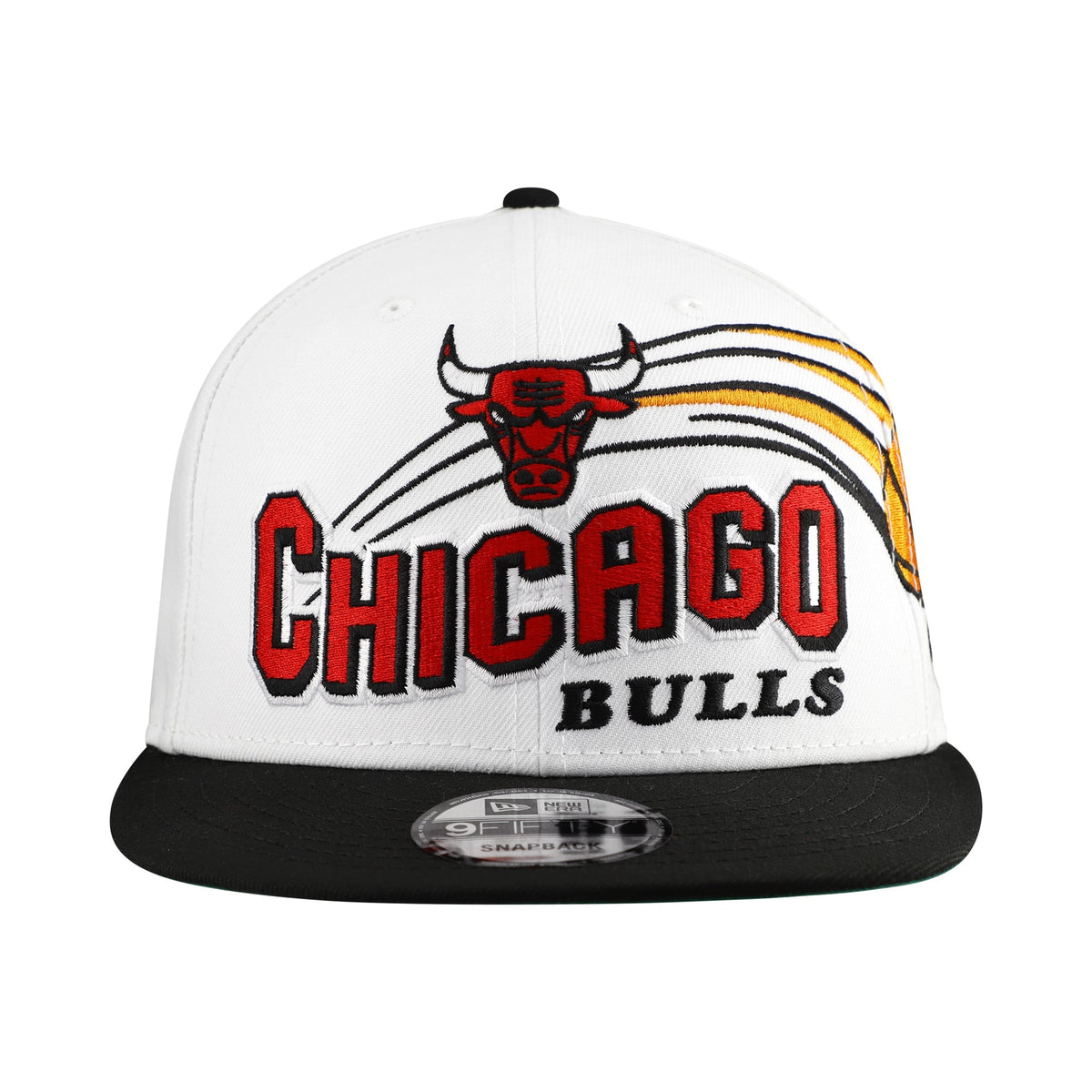 Men's Chicago Bulls New Era White/Black Retro Swoop 9FIFTY Snapback Hat