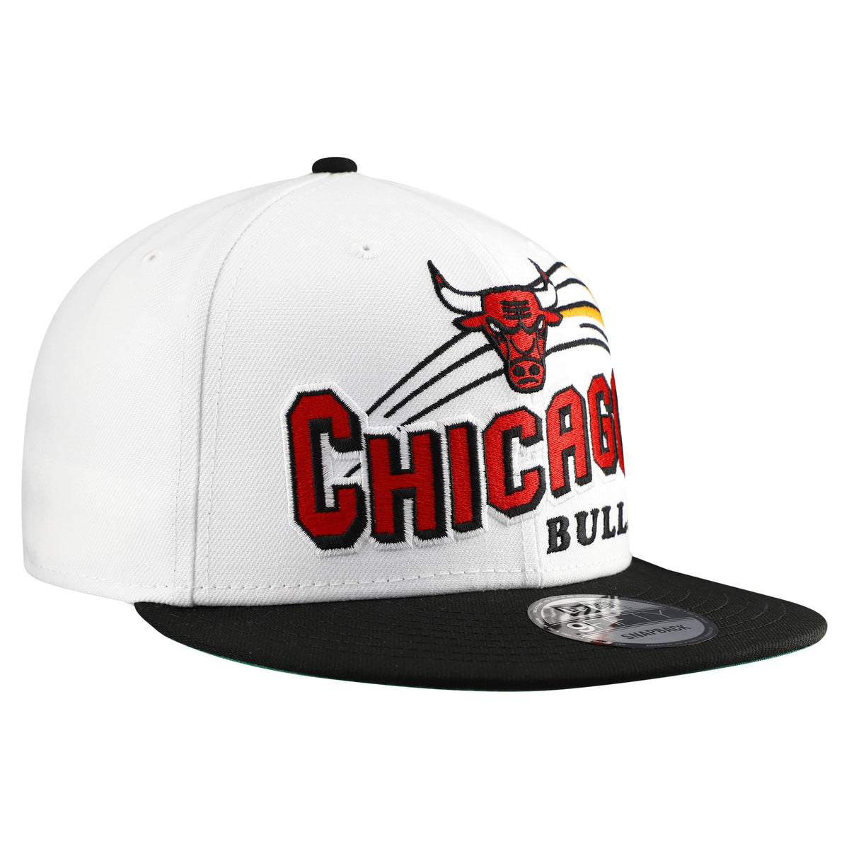 Men's Chicago Bulls New Era White/Black Retro Swoop 9FIFTY Snapback Hat