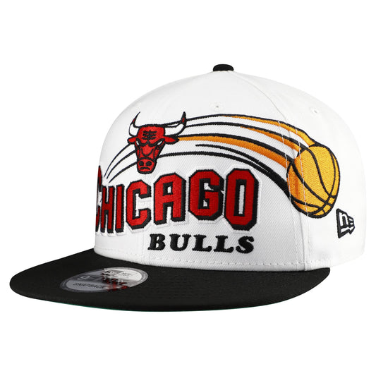 Men's Chicago Bulls New Era White/Black Retro Swoop 9FIFTY Snapback Hat