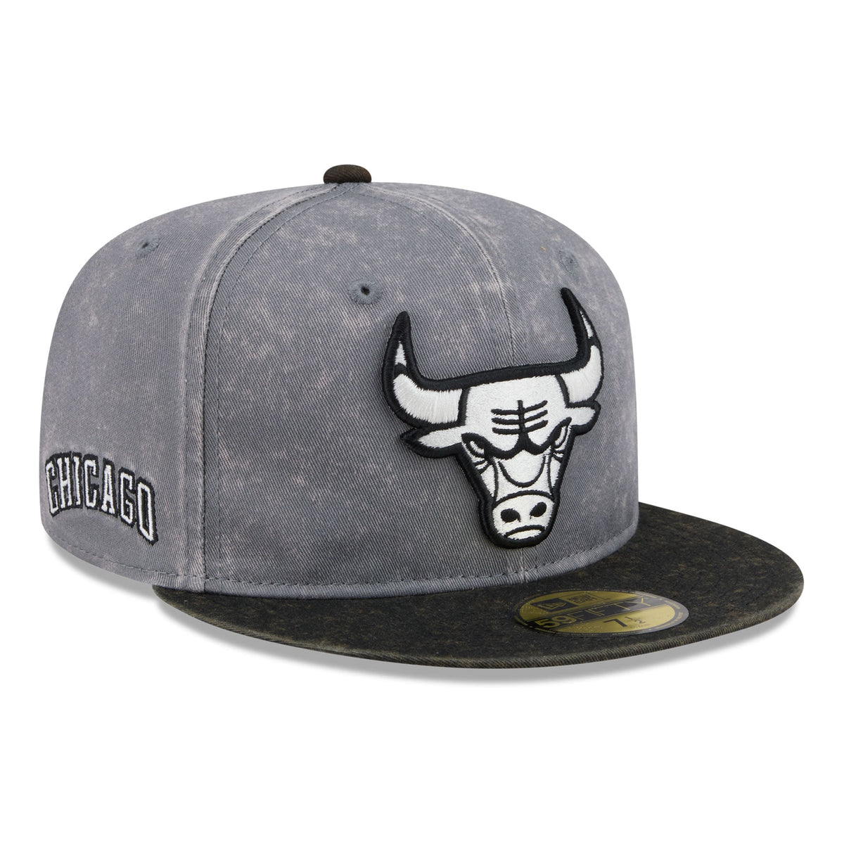 Men's Chicago Bulls New Era Gray/Black Washed 59FIFTY Fitted Hat