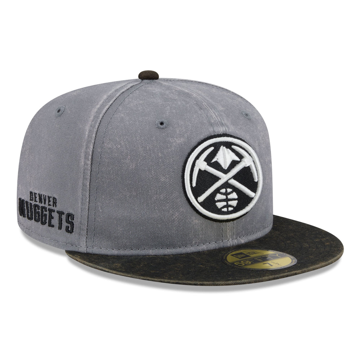 Men's Denver Nuggets New Era Gray/Black Washed 59FIFTY Fitted Hat