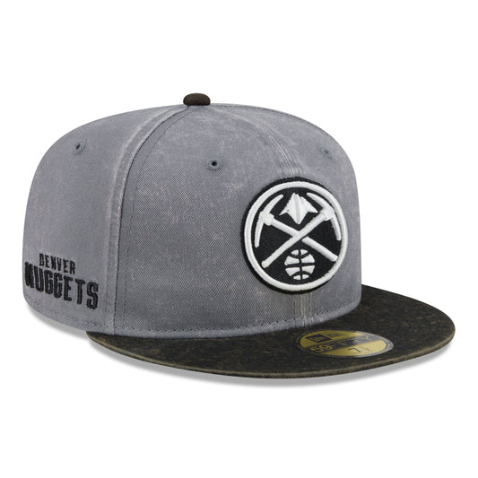 Men's Denver Nuggets New Era Gray/Black Washed 59FIFTY Fitted Hat