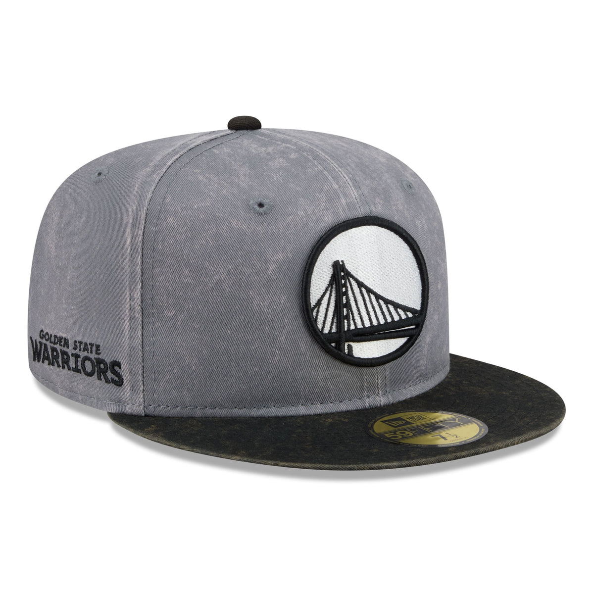 Men's Golden State Warriors New Era Gray/Black Washed 59FIFTY Fitted Hat