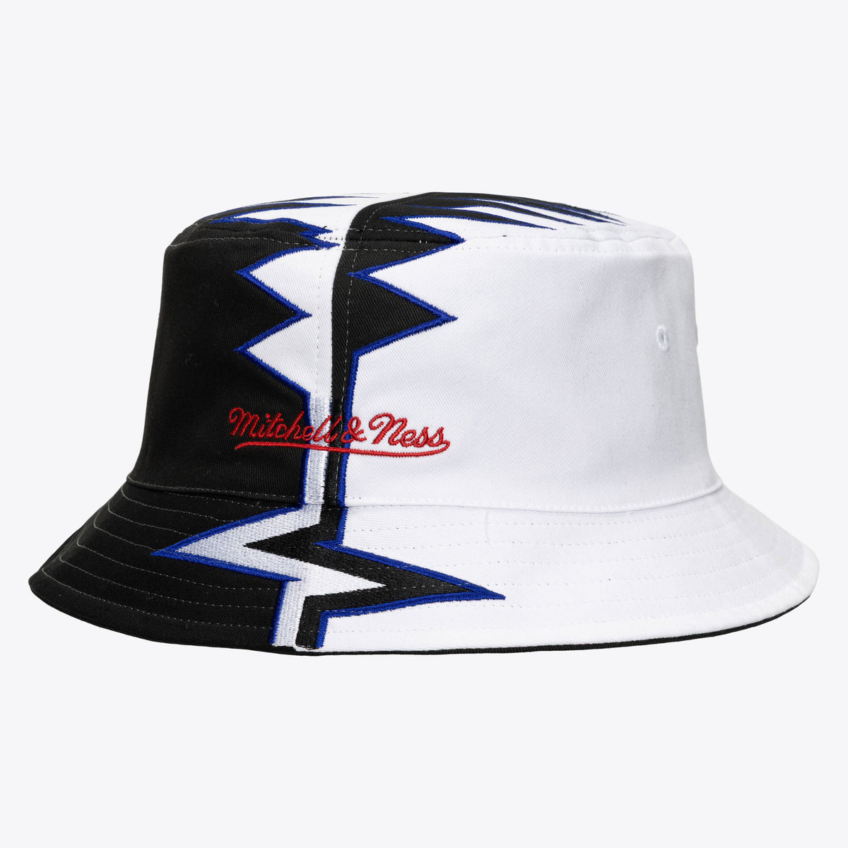 Men's Philadelphia 76ers Mitchell & Ness White/Black Hardwood Classics Special Shockwave Bucket Hat