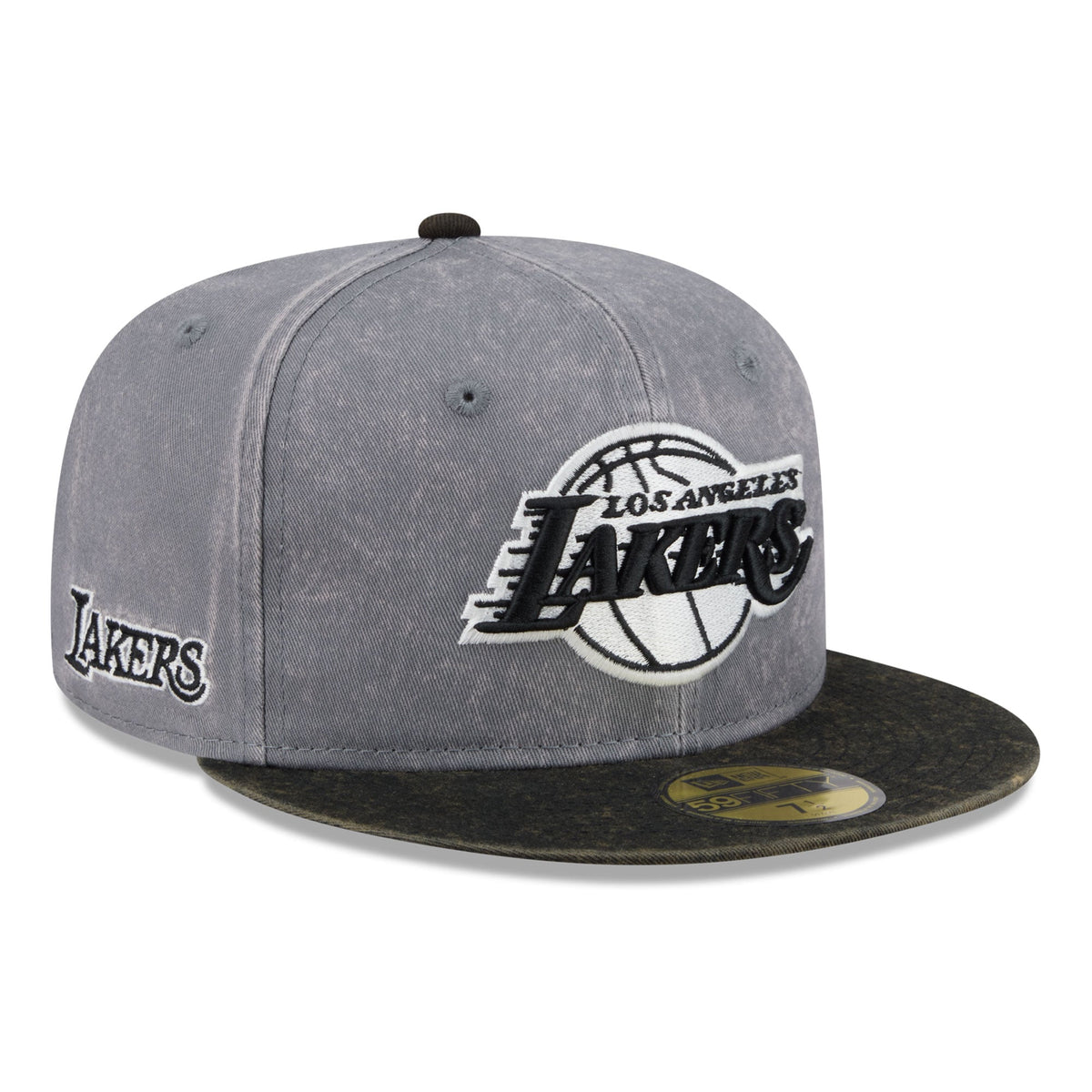 Men's Los Angeles Lakers New Era Gray/Black Washed 59FIFTY Fitted Hat