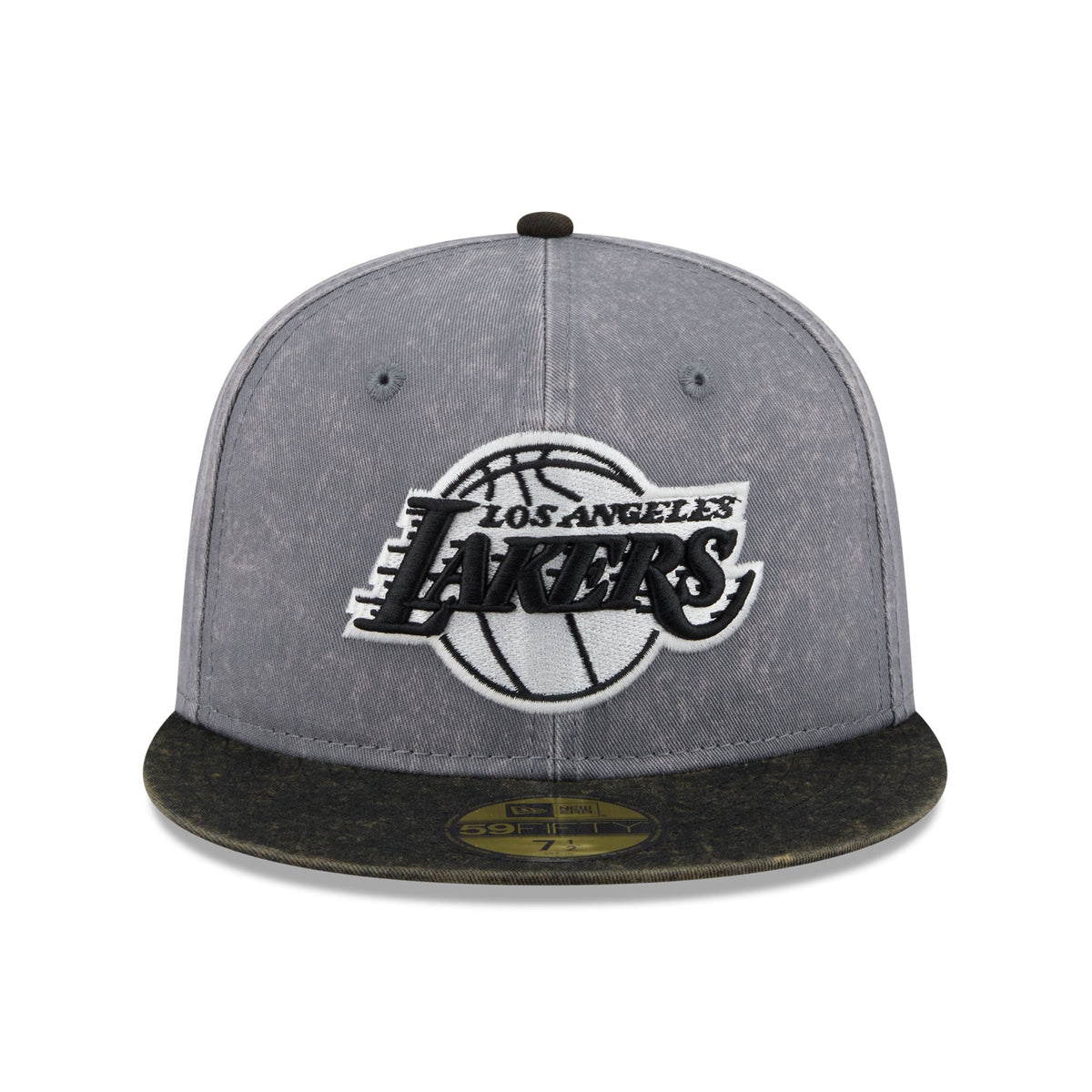 Men's Los Angeles Lakers New Era Gray/Black Washed 59FIFTY Fitted Hat
