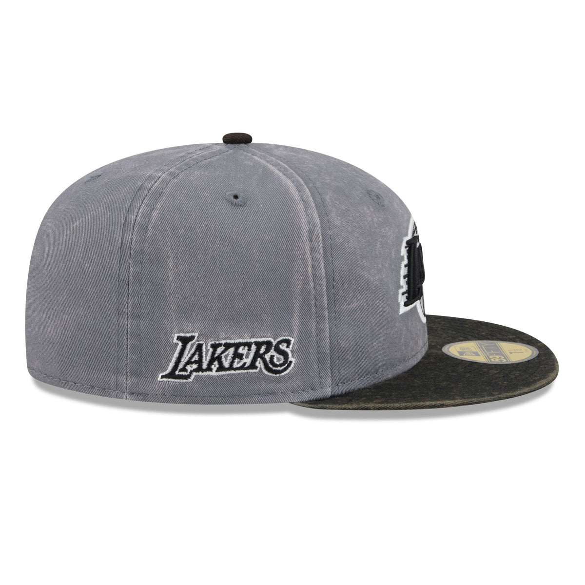 Men's Los Angeles Lakers New Era Gray/Black Washed 59FIFTY Fitted Hat