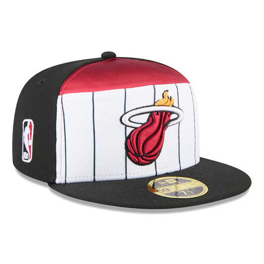 Men's Miami Heat  New Era White/Black 2025 NBA Tip Off Split Panel 59FIFTY Fitted Hat