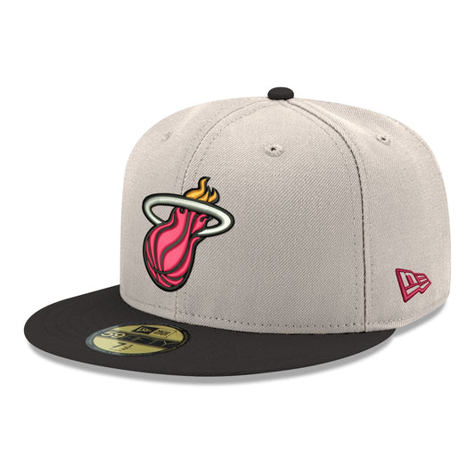 Men's Miami Heat  New Era White/Black Chrome 59FIFTY Fitted Hat