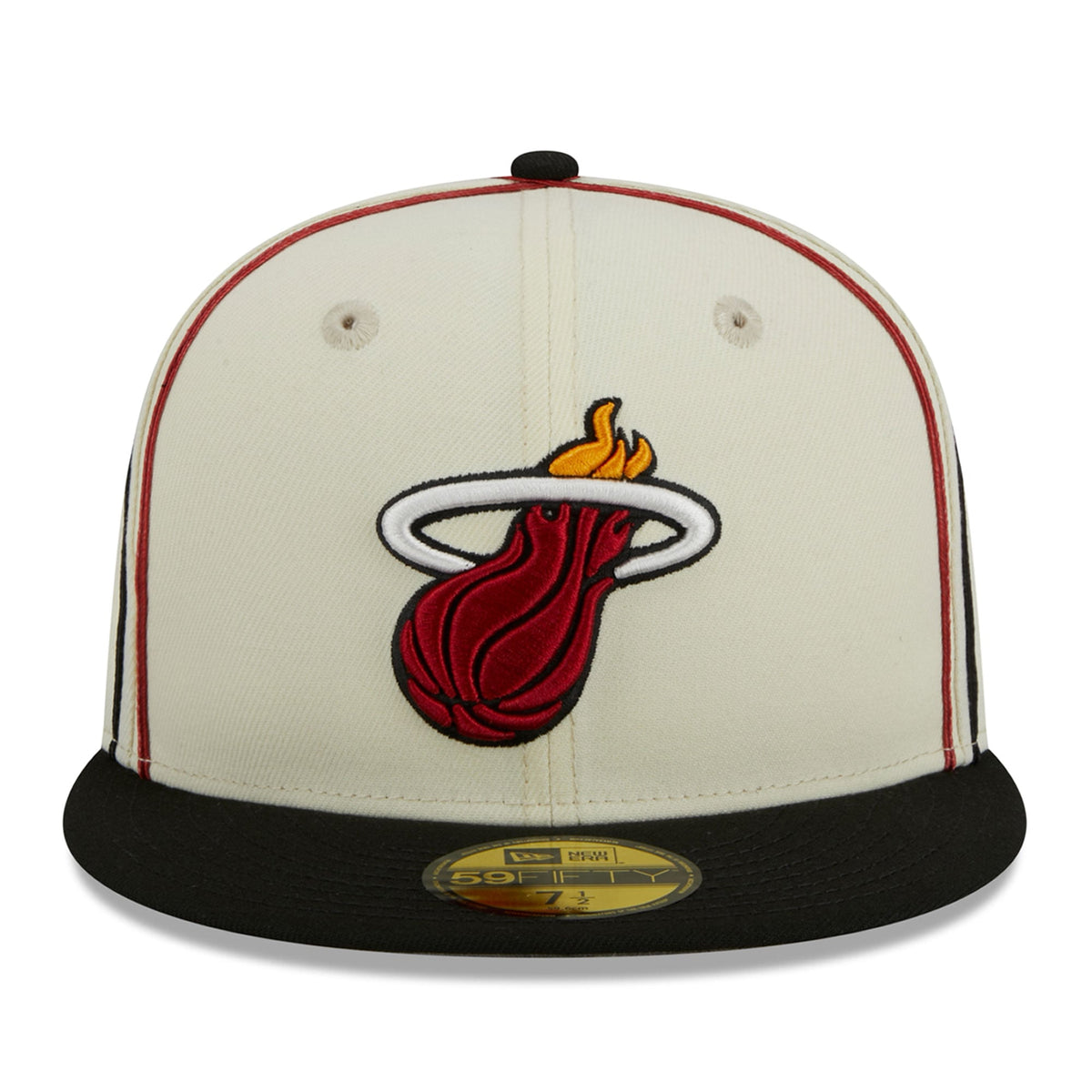 Men's Miami Heat New Era Cream/Black Piping 2-Tone 59FIFTY Fitted Hat