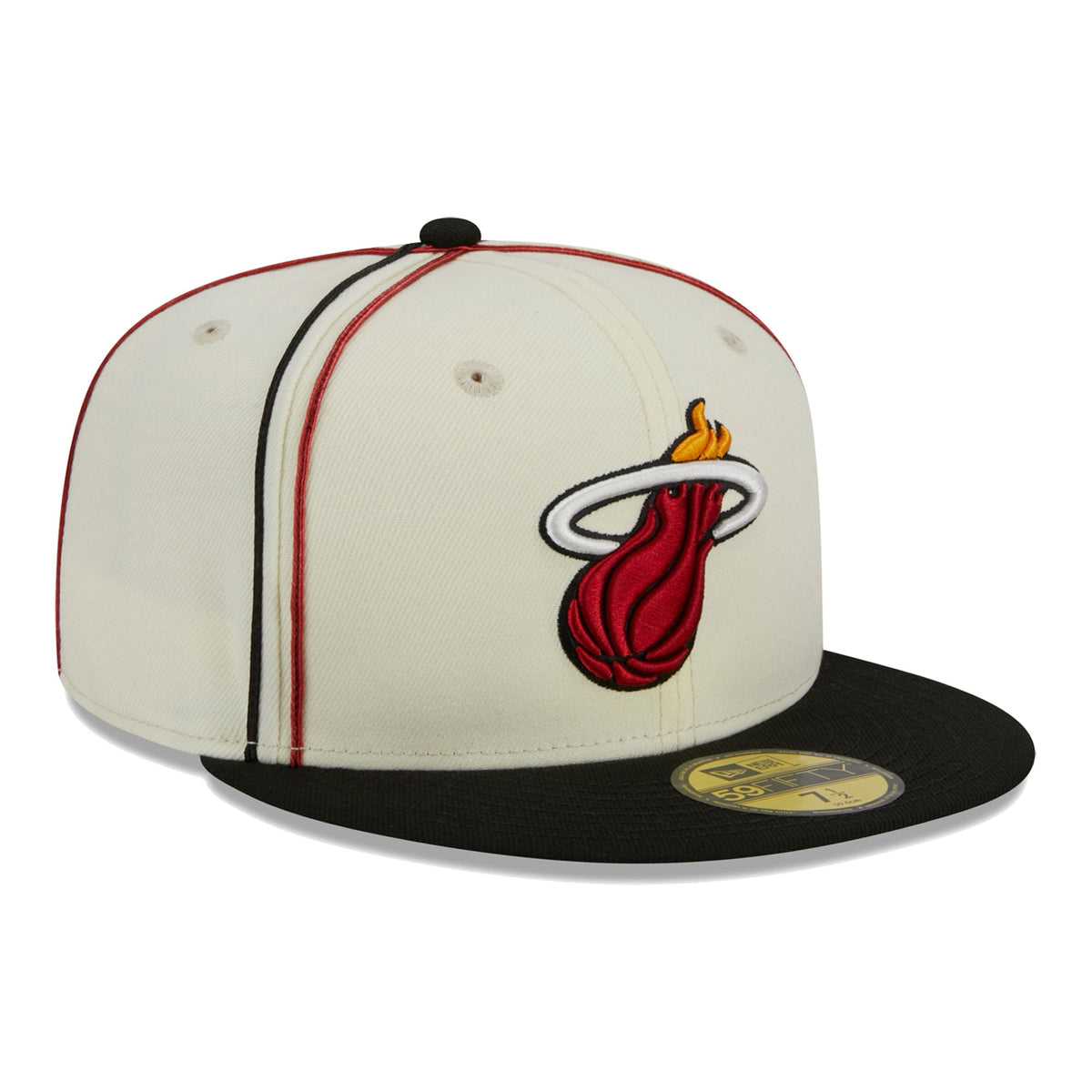 Men's Miami Heat New Era Cream/Black Piping 2-Tone 59FIFTY Fitted Hat