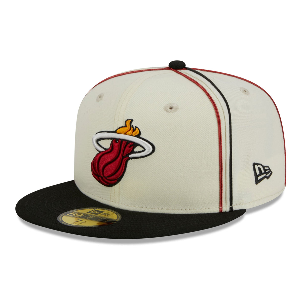 Men's Miami Heat New Era Cream/Black Piping 2-Tone 59FIFTY Fitted Hat