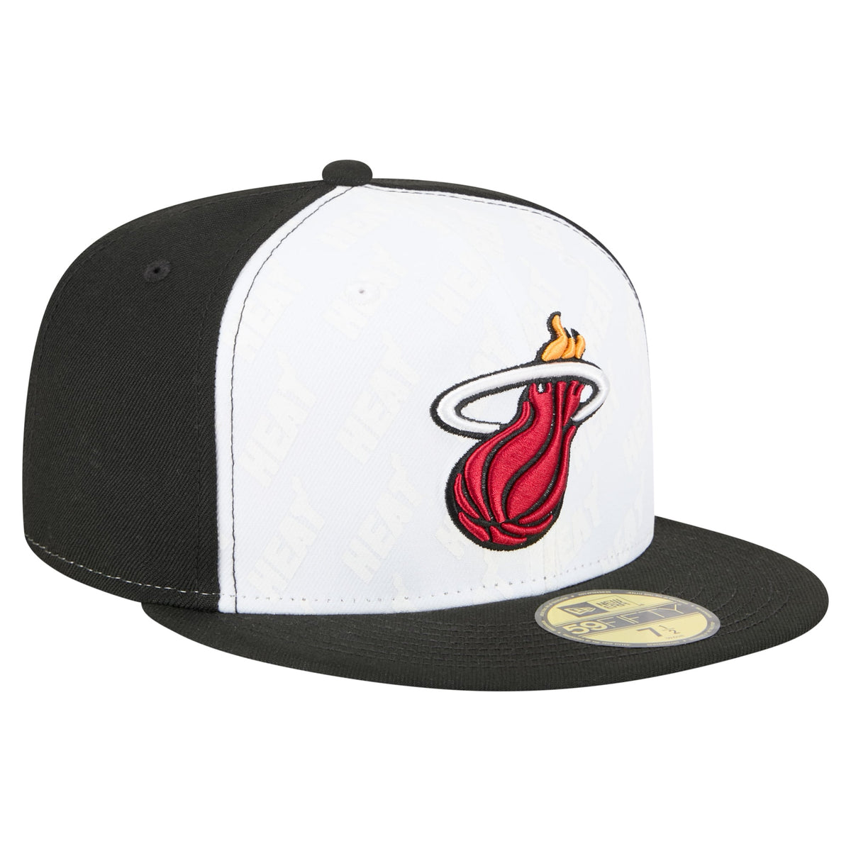 Men's Miami Heat  New Era White/Black Repeat 59Fifty Fitted Hat
