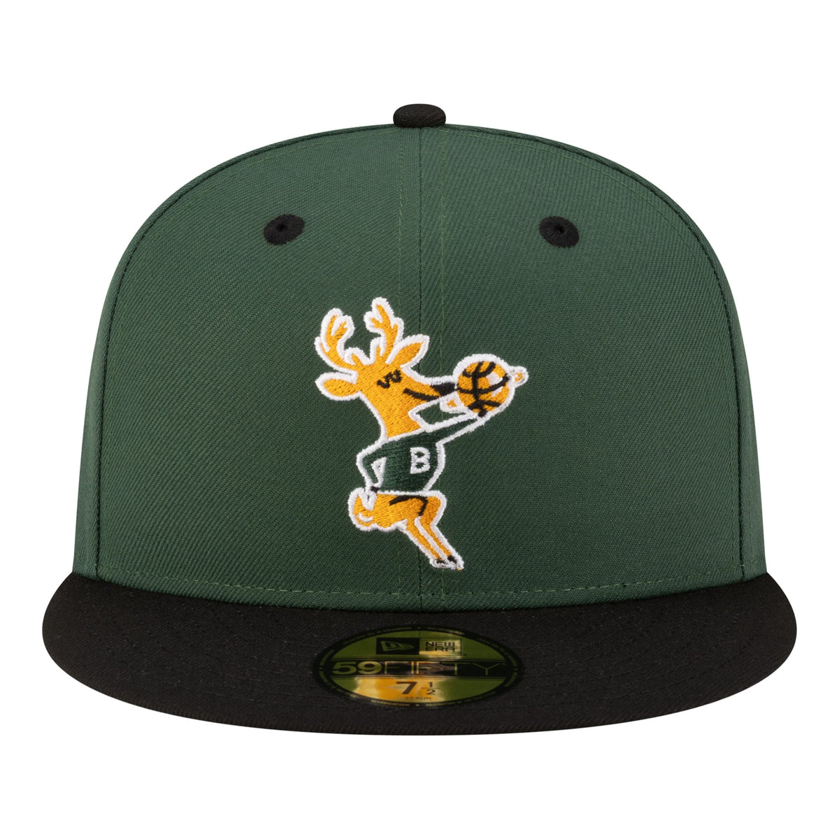 Men's Milwaukee Bucks  New Era Hunter Green/Black 80s Throwback 59FIFTY Fitted Hat