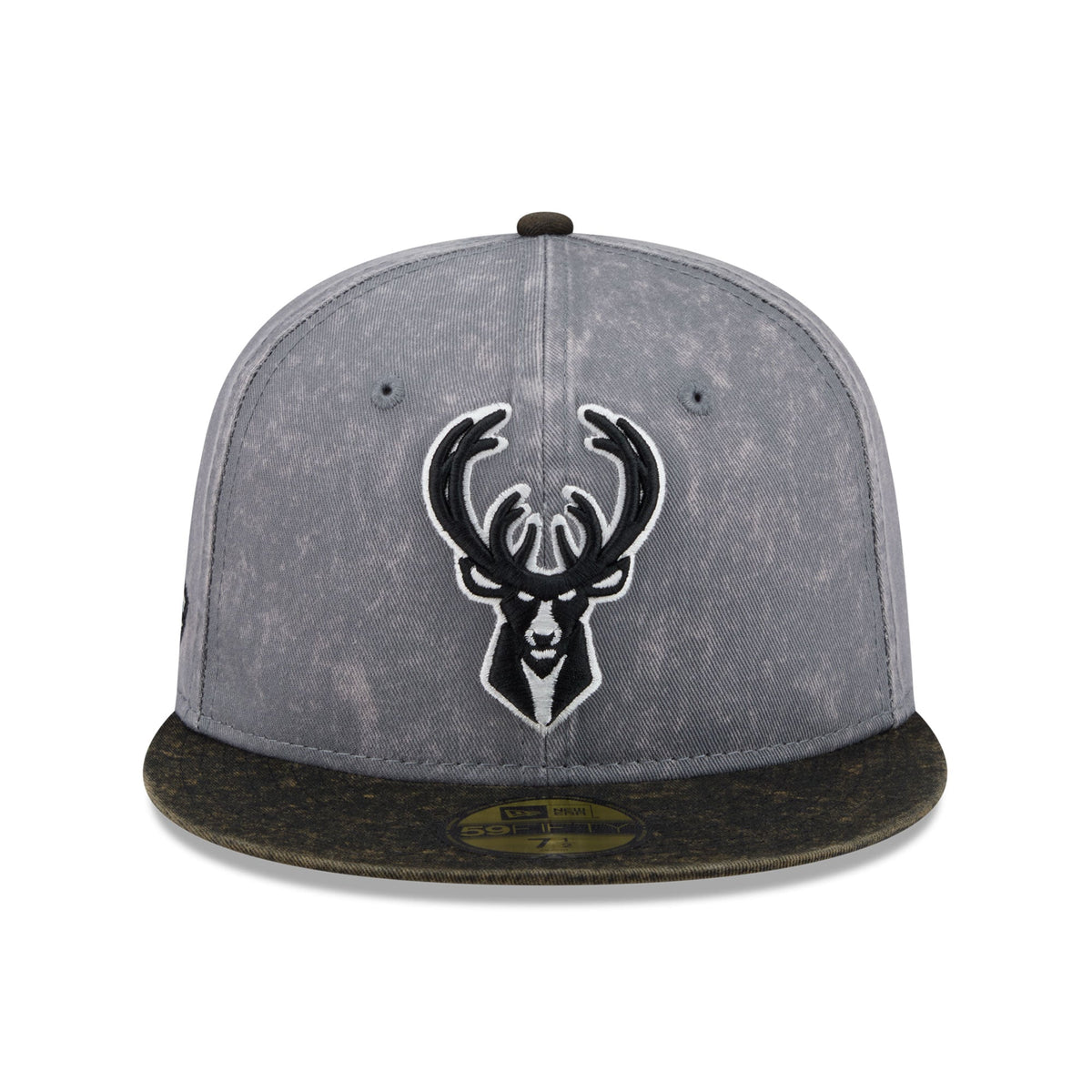 Men's Milwaukee Bucks New Era Gray/Black Washed 59FIFTY Fitted Hat