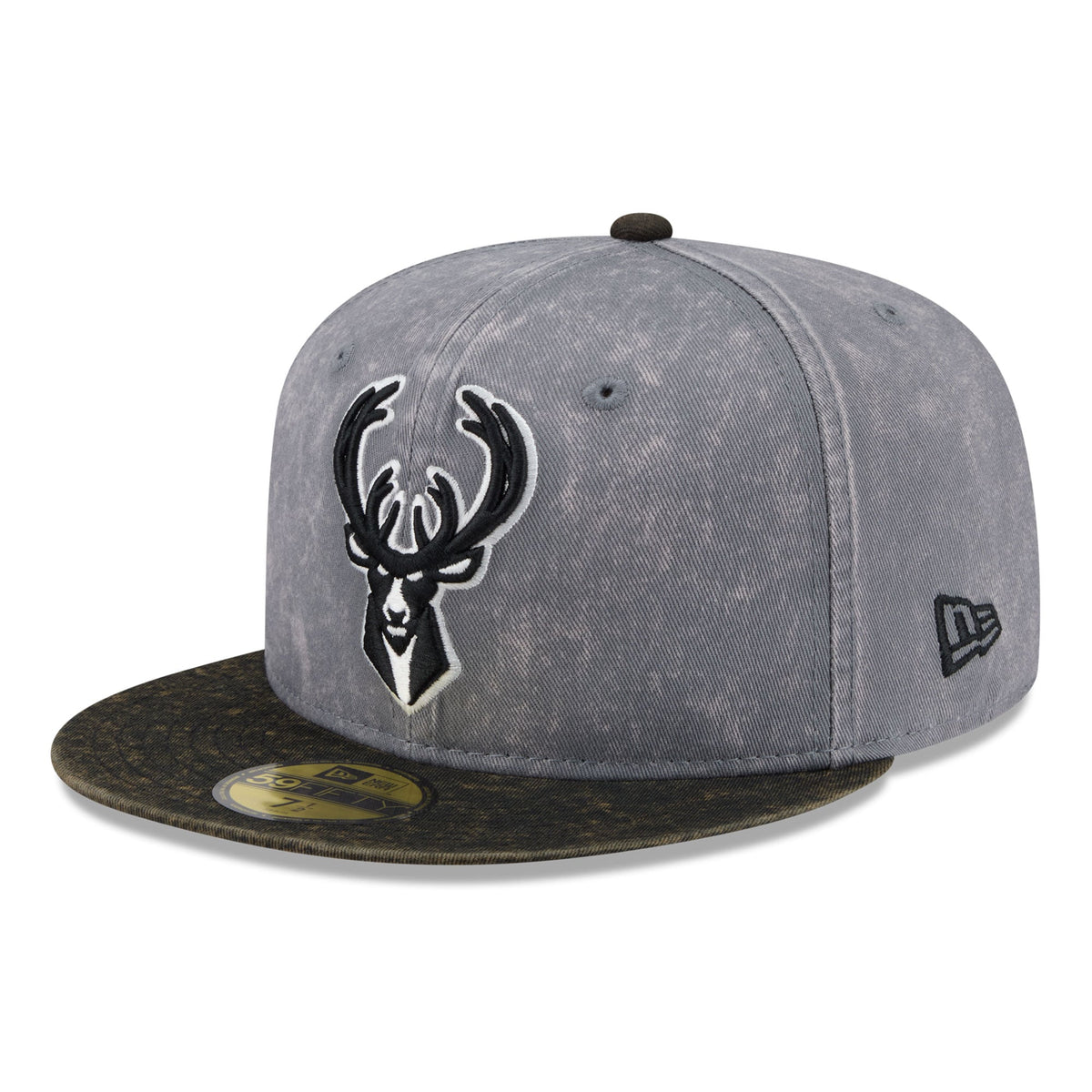 Men's Milwaukee Bucks New Era Gray/Black Washed 59FIFTY Fitted Hat