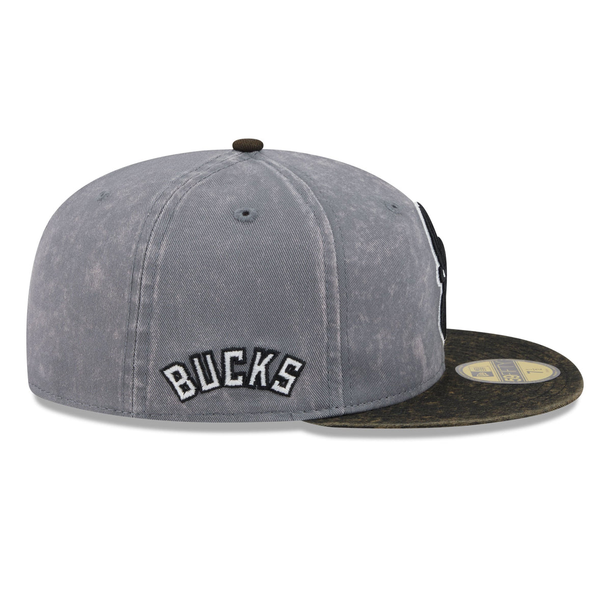 Men's Milwaukee Bucks New Era Gray/Black Washed 59FIFTY Fitted Hat