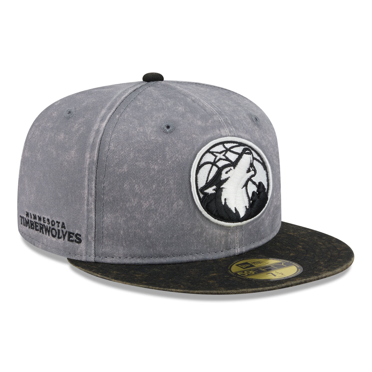 Men's Minnesota Timberwolves New Era Gray/Black Washed 59FIFTY Fitted Hat