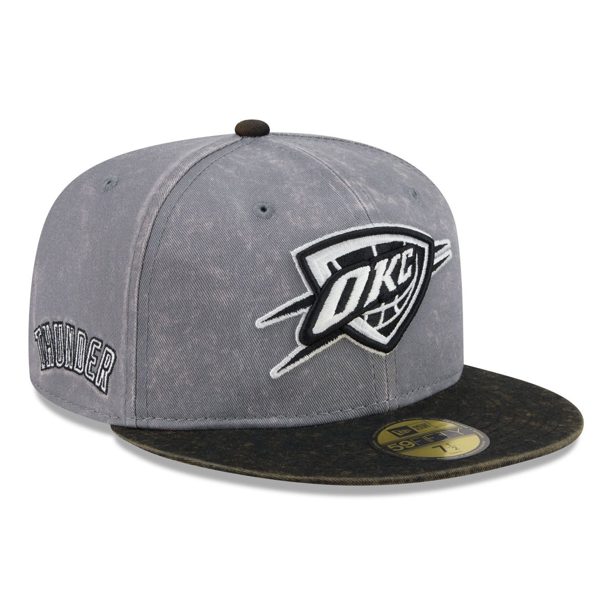 Men's Oklahoma City Thunder New Era Gray/Black Washed 59FIFTY Fitted Hat