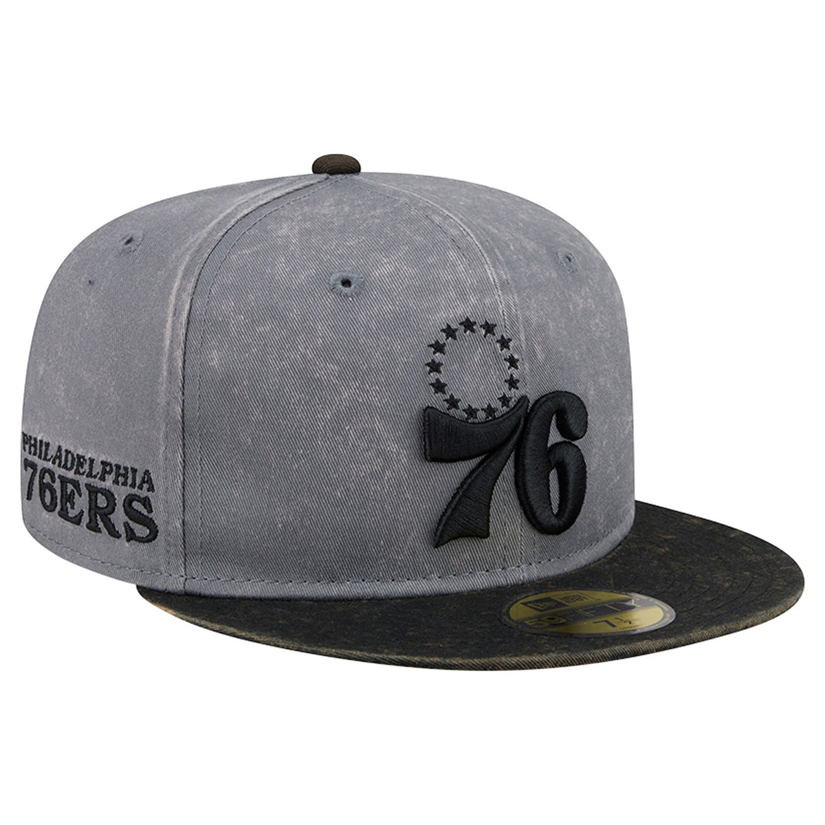 Men's Philadelphia 76ers New Era Gray/Black Washed 59FIFTY Fitted Hat