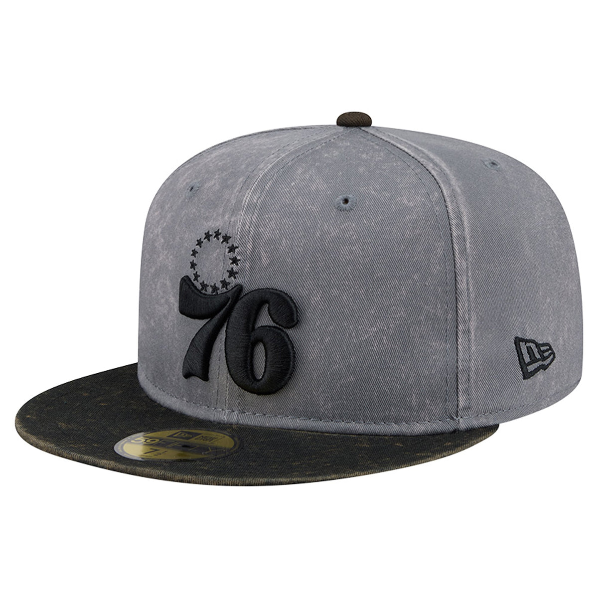 Men's Philadelphia 76ers New Era Gray/Black Washed 59FIFTY Fitted Hat
