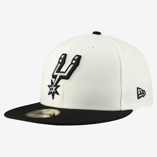Men's San Antonio Spurs  New Era White/Black Chrome 59FIFTY Fitted Hat