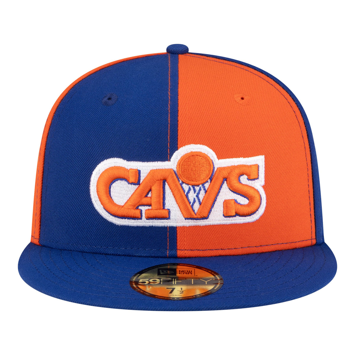 Men's Cleveland Cavaliers  New Era Orange/Blue 80s Throwback Pinwheel 59FIFTY Fitted Hat