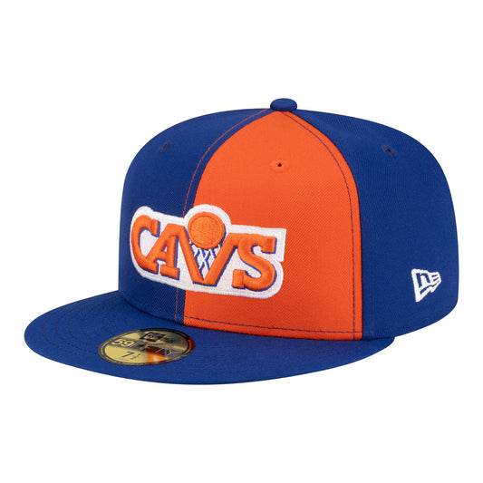 Men's Cleveland Cavaliers  New Era Orange/Blue 80s Throwback Pinwheel 59FIFTY Fitted Hat