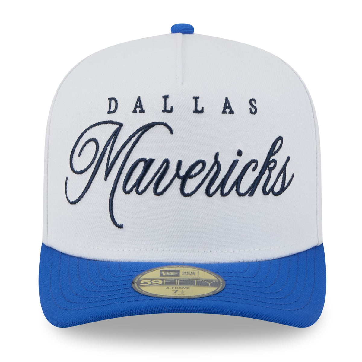Men's Dallas Mavericks New Era White/Blue 2025 NBA Draft A-Frame 59FIFTY Fitted Hat
