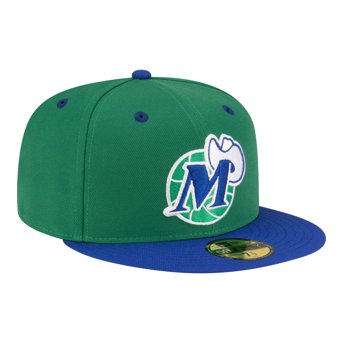 Men's Dallas Mavericks  New Era Green/Blue 80s Throwback 59FIFTY Fitted Hat