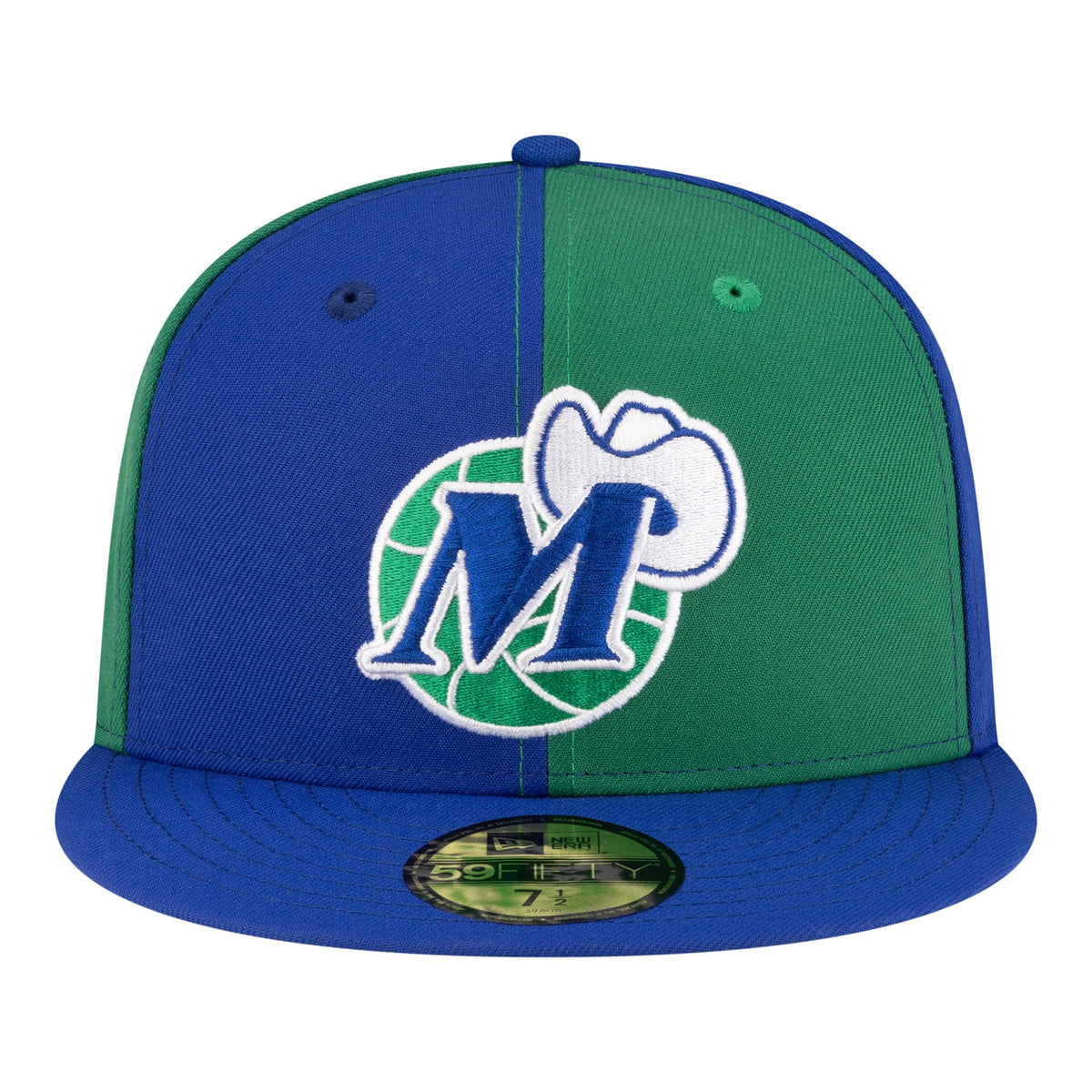 Men's Dallas Mavericks  New Era Green/Blue 80s Throwback Pinwheel 59FIFTY Fitted Hat