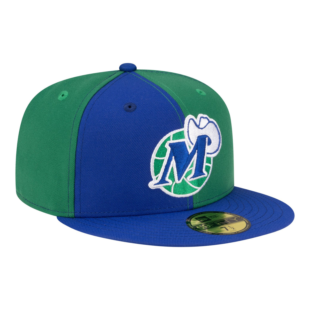 Men's Dallas Mavericks  New Era Green/Blue 80s Throwback Pinwheel 59FIFTY Fitted Hat