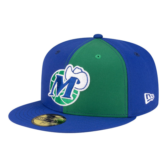 Men's Dallas Mavericks  New Era Green/Blue 80s Throwback Pinwheel 59FIFTY Fitted Hat