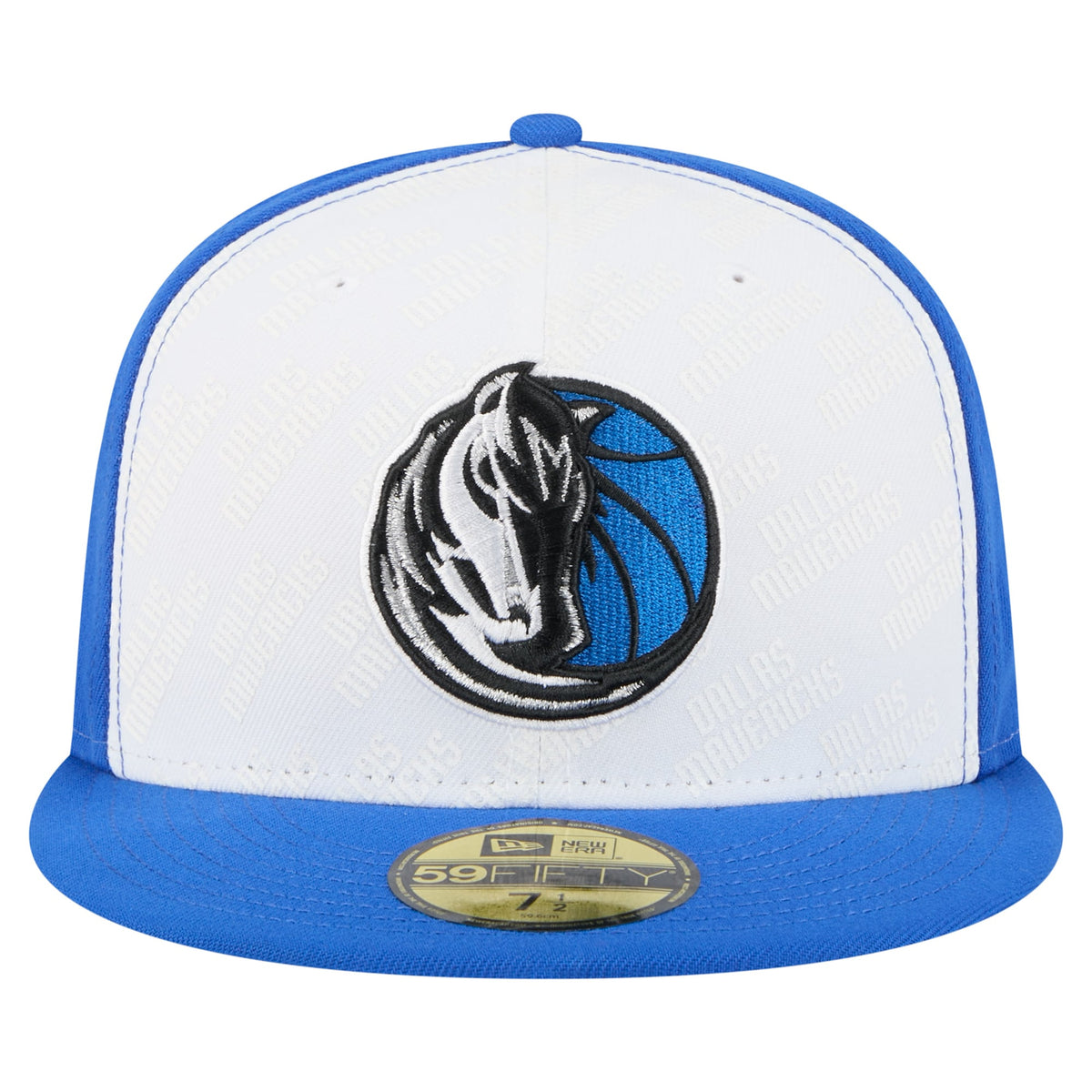 Men's Dallas Mavericks  New Era White/Blue Repeat 59Fifty Fitted Hat